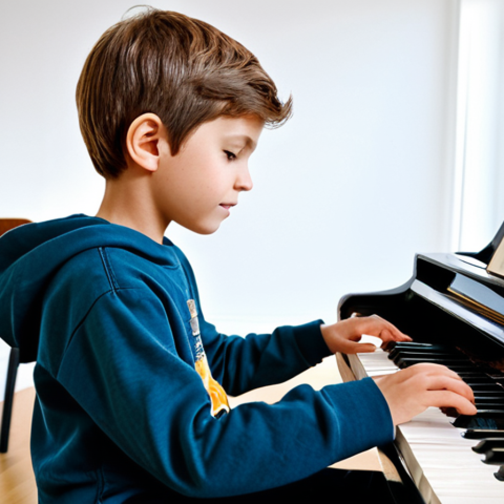Aspiring Composer**
"A young musician, fully clothed in casual attire, sitting at a piano in a brightly lit music studio, composing a song, sheet music visible, safe for work, appropriate content, perfect anatomy, natural proportions, professional, well-formed hands, proper finger count, family-friendly, focused on the creative process, inspirational setting."
**