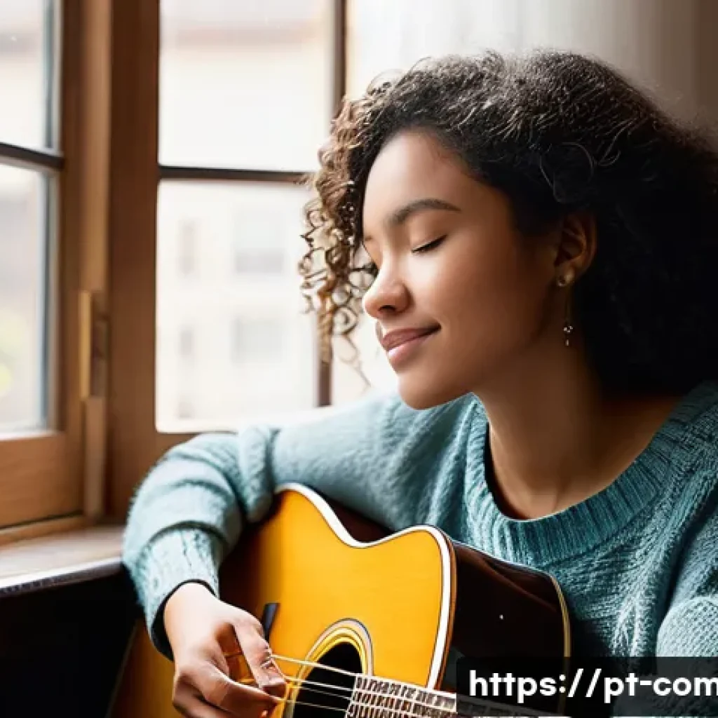 작곡가로서의 비전 개발 - **Prompt:** A young, determined composer, female, of diverse ethnicity, is seated comfortably in a s...