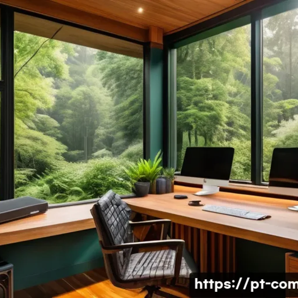 작곡가의 창작 환경과 창의성 - A serene music studio interior bathed in soft natural light, featuring soundproof acoustic panels on...